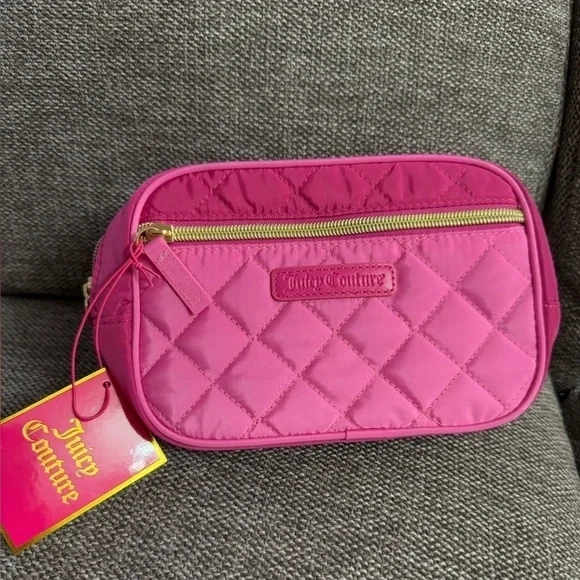 Juicy Couture Quilted Fanny Pack Belt Bag Lined Pink Purse Barbie New - Picture 4 of 14